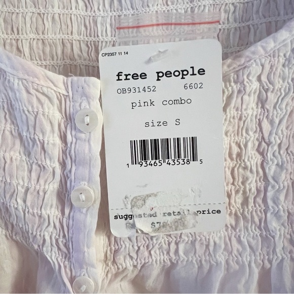 Free People Womens Little Bit of Something Ombre Blouse Pink Combo New Small - Picture 8 of 11